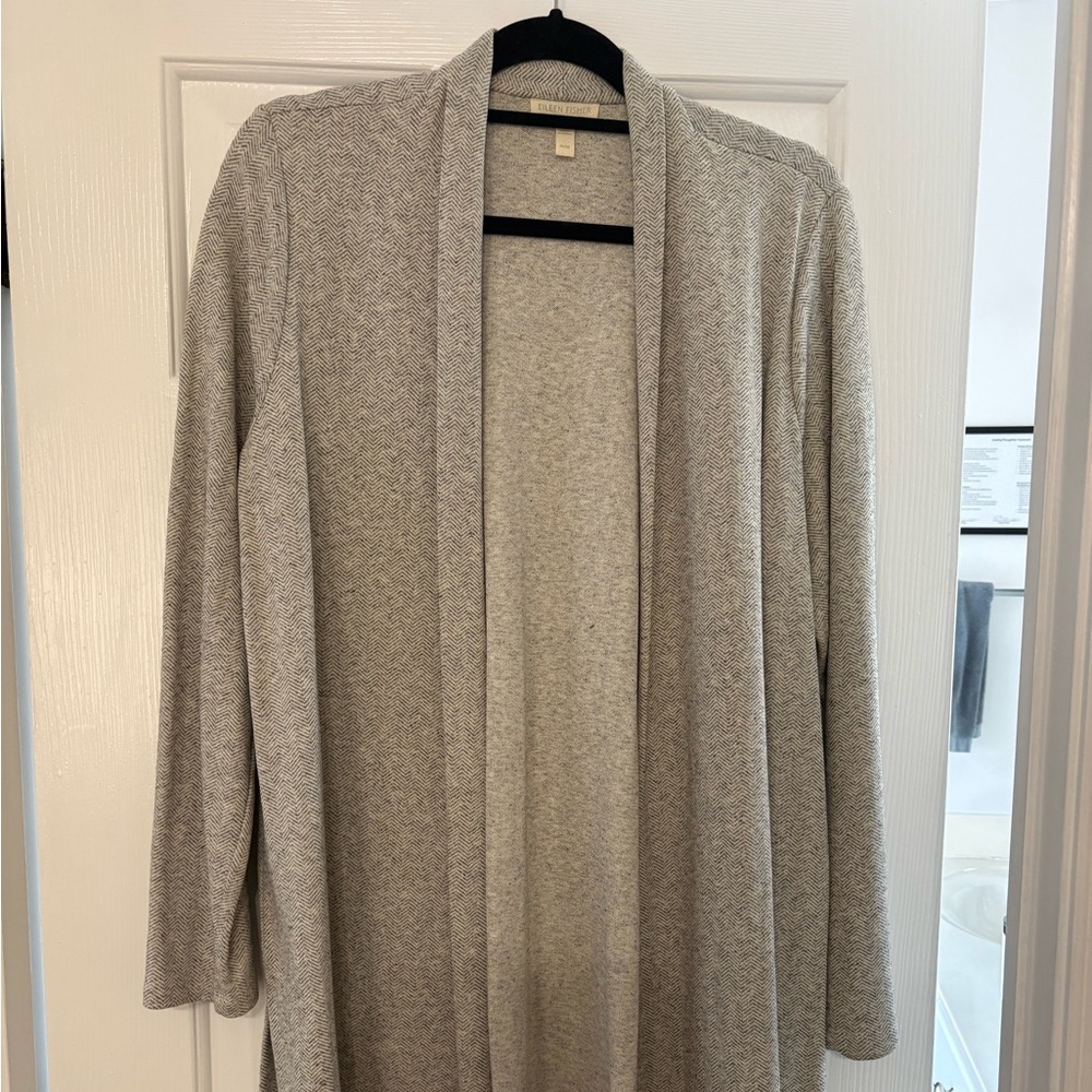 Eileen Fisher Herringbone Open Cardigan